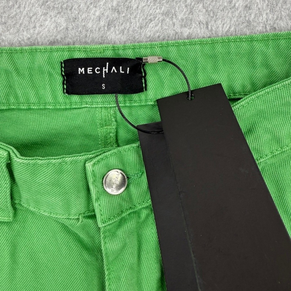 Mechali Jeans Womens Small Green Double Knee Carpenter Embroidered Streetwear - Picture 10 of 14